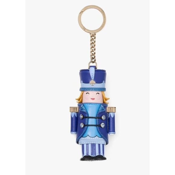 New Kate Spade Nutcracker Girl Christmas Keychain Bag Charm Novelty Key Blue - Picture 5 of 5